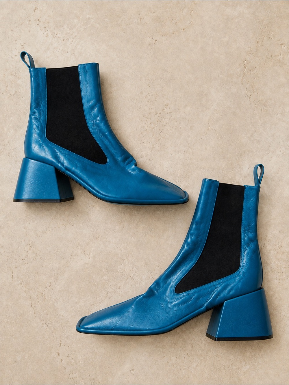Jil Sander Electric Blue Square Toe Boots 40 Avant-Garde Block Heel Architectura